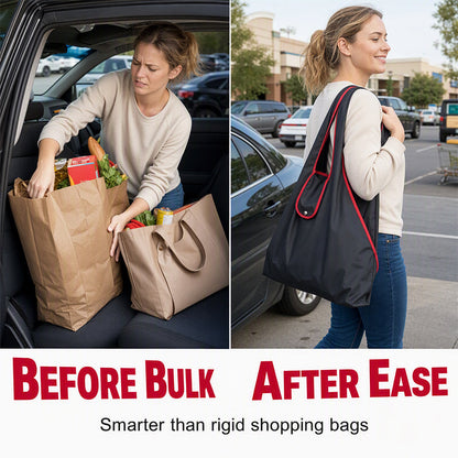 📢📢 50 % DE RÉDUCTION !! ⏰🛍️ Sac à provisions pliable et réutilisable – Spacieux, léger et lavable en machine ! 🛒💪