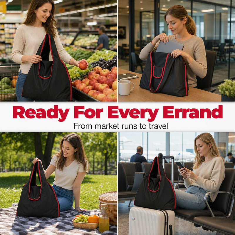 📢📢 50 % DE RÉDUCTION !! ⏰🛍️ Sac à provisions pliable et réutilisable – Spacieux, léger et lavable en machine ! 🛒💪