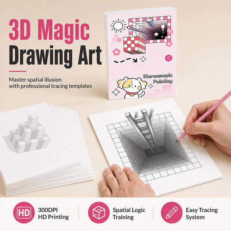 📢📢50 % DE RÉDUCTION !! ⏰Livre de dessin stéréoscopique en 3D pour enfants, avec des activités de coloriage et de découpage