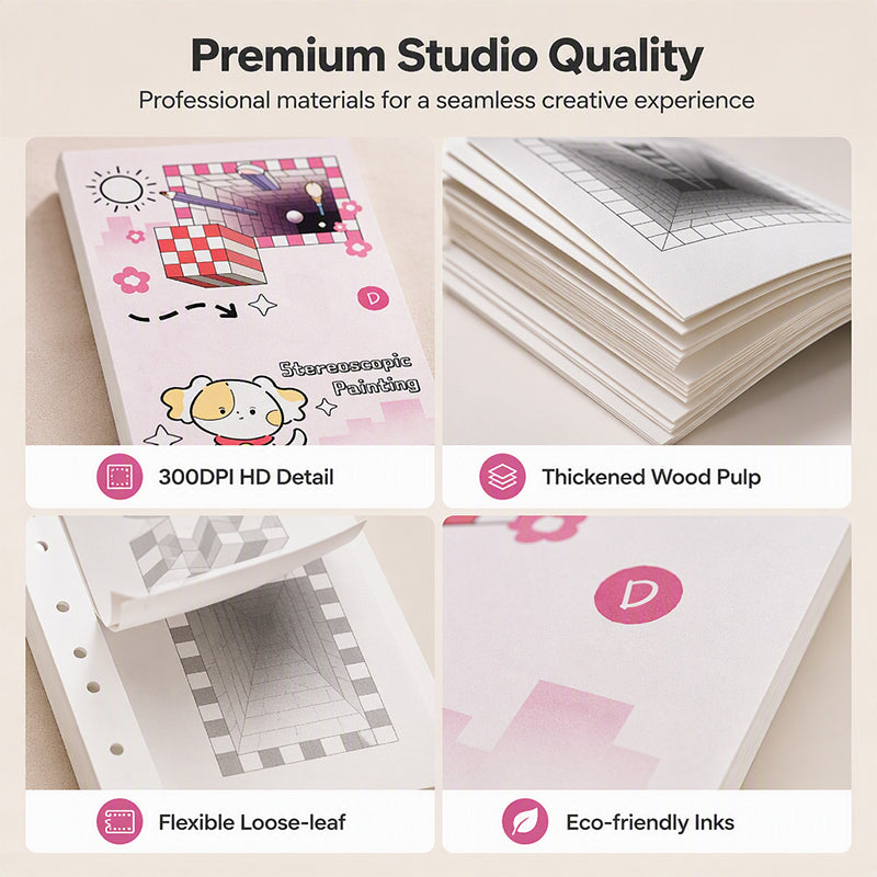 📢📢50 % DE RÉDUCTION !! ⏰Livre de dessin stéréoscopique en 3D pour enfants, avec des activités de coloriage et de découpage