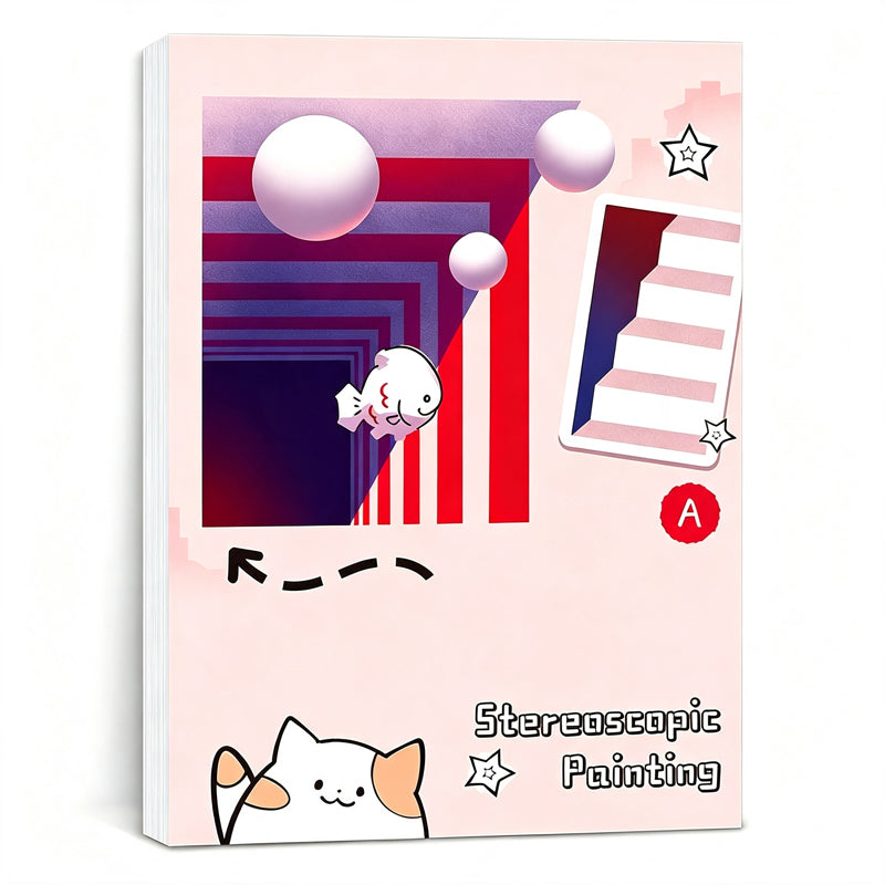 📢📢50 % DE RÉDUCTION !! ⏰Livre de dessin stéréoscopique en 3D pour enfants, avec des activités de coloriage et de découpage
