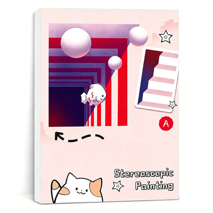 📢📢50 % DE RÉDUCTION !! ⏰Livre de dessin stéréoscopique en 3D pour enfants, avec des activités de coloriage et de découpage