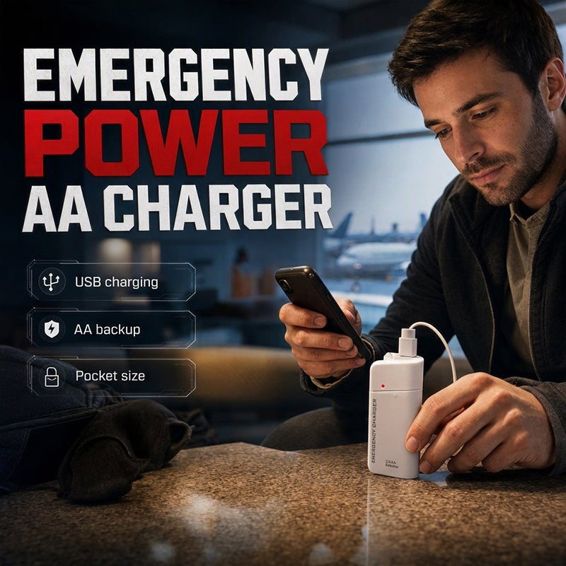 Chargeur d'urgence portable pour téléphone, batterie externe alimentée par piles AA avec lampe torche LED