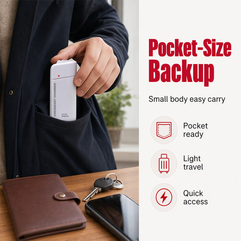Chargeur d'urgence portable pour téléphone, batterie externe alimentée par piles AA avec lampe torche LED