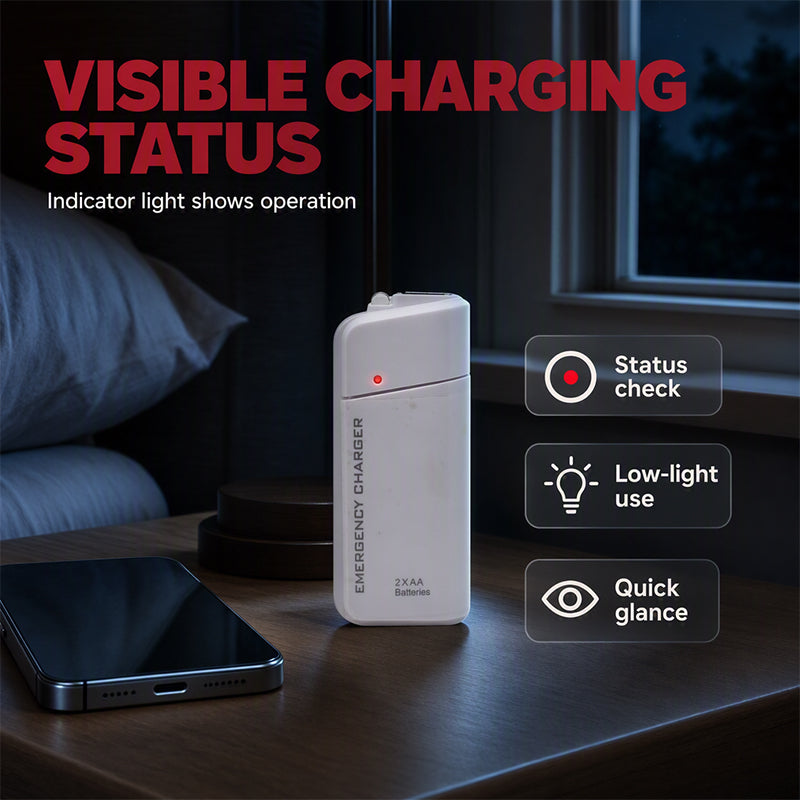 Chargeur d'urgence portable pour téléphone, batterie externe alimentée par piles AA avec lampe torche LED