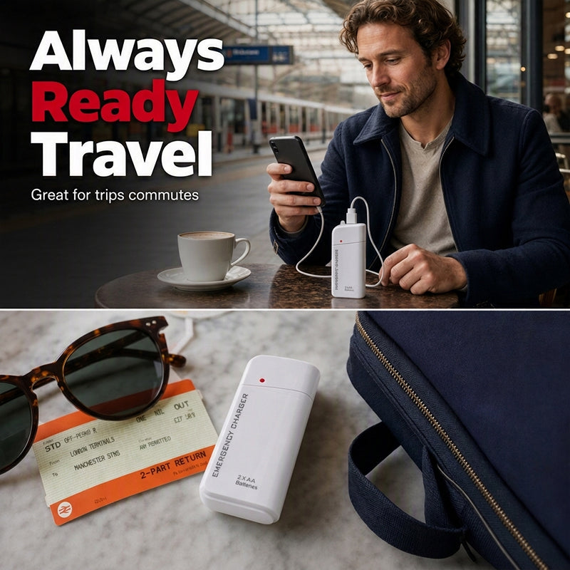 Chargeur d'urgence portable pour téléphone, batterie externe alimentée par piles AA avec lampe torche LED