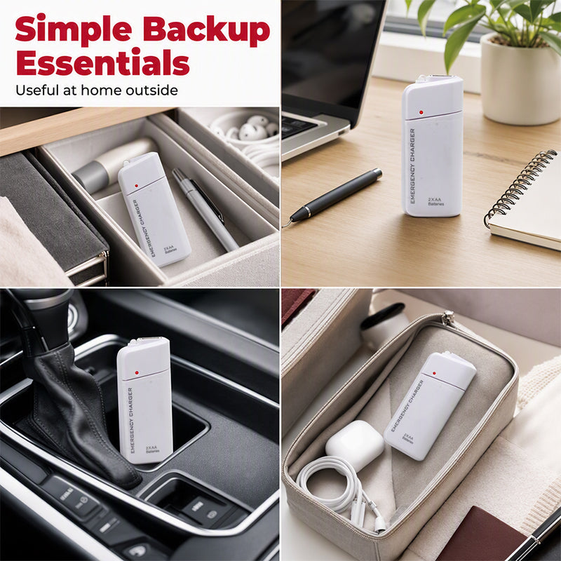 Chargeur d'urgence portable pour téléphone, batterie externe alimentée par piles AA avec lampe torche LED