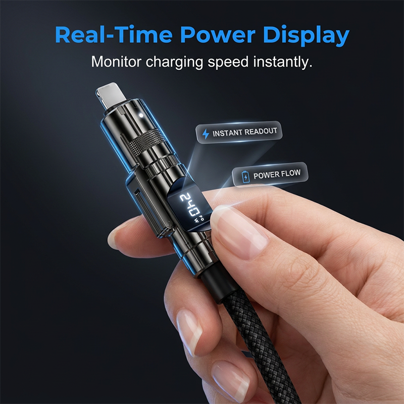 Câble de Charge 4-en-1 avec Affichage Numérique Intelligent