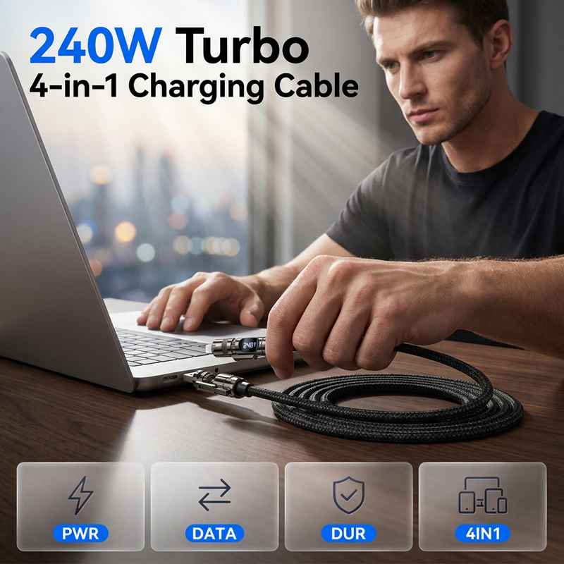 Câble de Charge 4-en-1 avec Affichage Numérique Intelligent