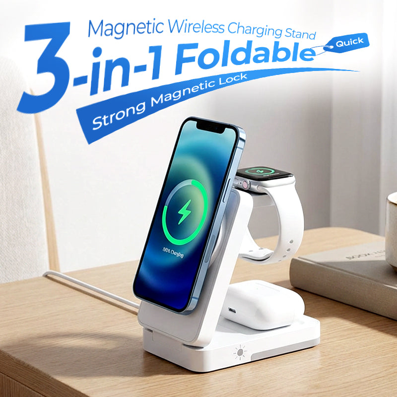 🔋 Support de recharge magnétique pliable 3-en-1 pour vos appareils du quotidien