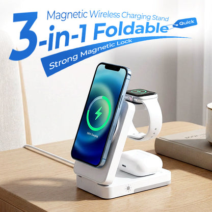 🔋 Support de recharge magnétique pliable 3-en-1 pour vos appareils du quotidien