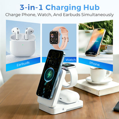 🔋 Support de recharge magnétique pliable 3-en-1 pour vos appareils du quotidien