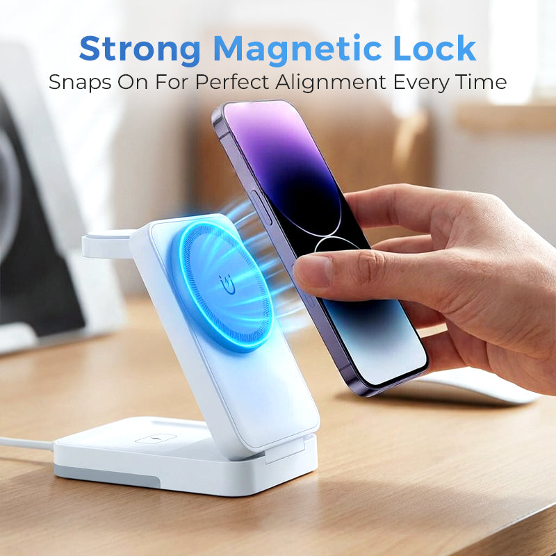 🔋 Support de recharge magnétique pliable 3-en-1 pour vos appareils du quotidien