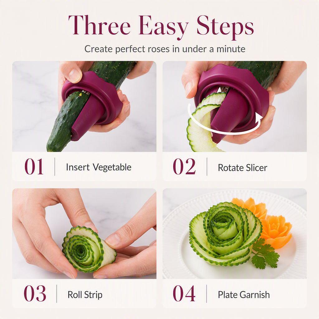 🥕✨ Spiraliseur et coupe-légumes manuel pour réaliser des roses – Transformez vos carottes en roses dignes d'un restaurant en 60 secondes ! 🌹🍽️