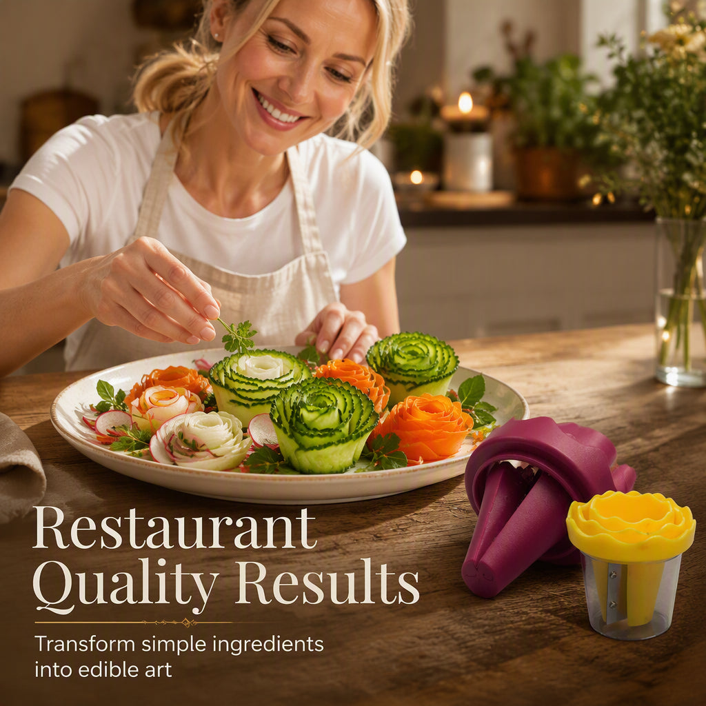 🥕✨ Spiraliseur et coupe-légumes manuel pour réaliser des roses – Transformez vos carottes en roses dignes d'un restaurant en 60 secondes ! 🌹🍽️