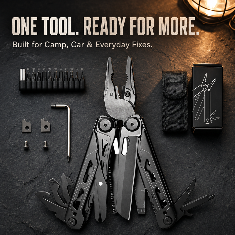 🛠️ PROMO LIMITÉE 50% DE RÉDUCTION ! ✨ Pince Multifonction Pliable Portable avec Pochette – Robuste, Compacte, Polyvalente ⛺
