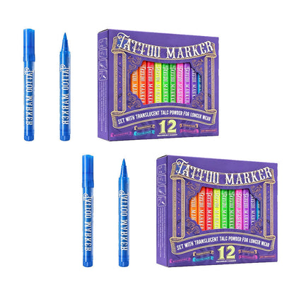 🔥PROMO 50% ! Stylos tatouage phosphorescents ✨ Brillent sous lumière noire, sans danger, s’effacent au lavage, fêtes et anniversaires 🎉
