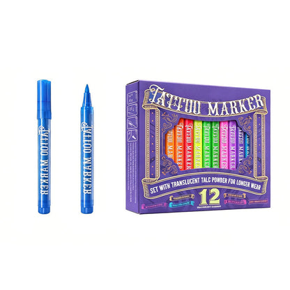 🔥PROMO 50% ! Stylos tatouage phosphorescents ✨ Brillent sous lumière noire, sans danger, s’effacent au lavage, fêtes et anniversaires 🎉