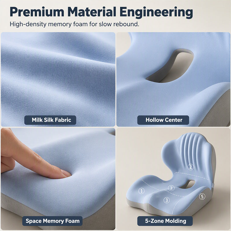 Coussin de siège ergonomique en mousse à mémoire de forme avec soutien lombaire – Confort optimal toute la journée, idéal pour le bureau, la voiture et la maison