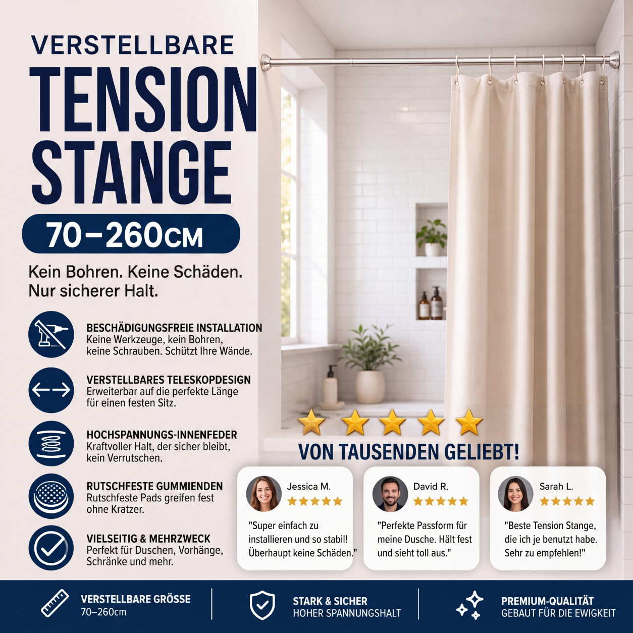 🔧 50 % DE RÉDUCTION EN CE MOMENT ! 📏 Tringle réglable sans perçage – Montage sans outils, fixation solide et polyvalente – Crée instantanément un espace de rangement partout et à tout moment 🏠