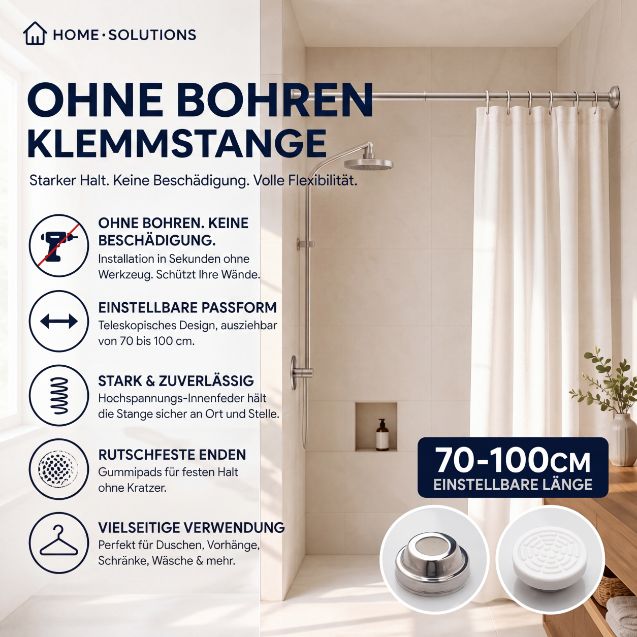 🔧 50 % DE RÉDUCTION EN CE MOMENT ! 📏 Tringle réglable sans perçage – Montage sans outils, fixation solide et polyvalente – Crée instantanément un espace de rangement partout et à tout moment 🏠