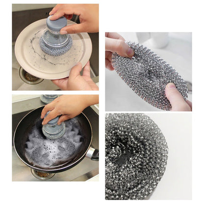 Brosse à récurer avec distributeur de liquide vaisselle et tête amovible en PET