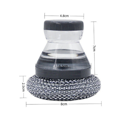 Brosse à récurer avec distributeur de liquide vaisselle et tête amovible en PET