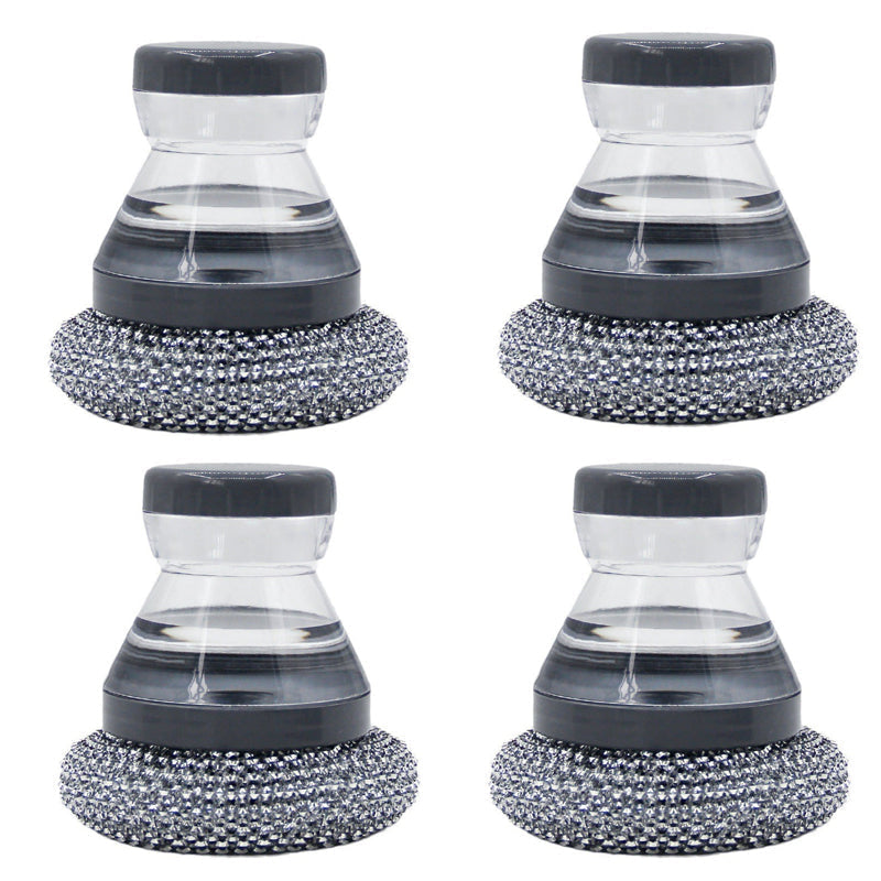 Brosse à récurer avec distributeur de liquide vaisselle et tête amovible en PET
