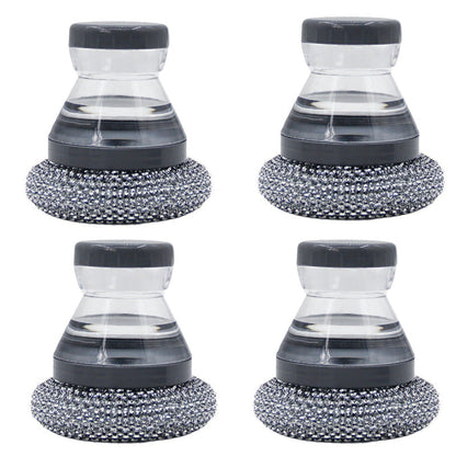 Brosse à récurer avec distributeur de liquide vaisselle et tête amovible en PET