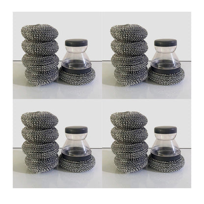 Brosse à récurer avec distributeur de liquide vaisselle et tête amovible en PET