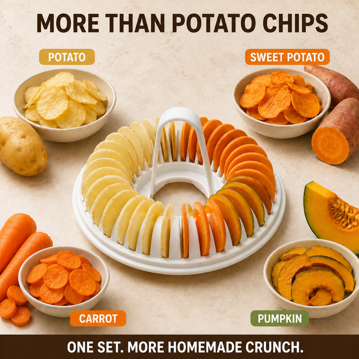 Machine à chips de pommes de terre à faire soi-même pour micro-ondes avec ensemble de bols à trancher