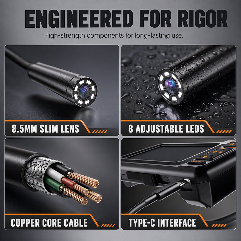 🔍 OFFRE LIMITÉE -50 % ! ⚡Endoscope d'inspection HD – Écran IPS, sonde étanche IP67 ✨