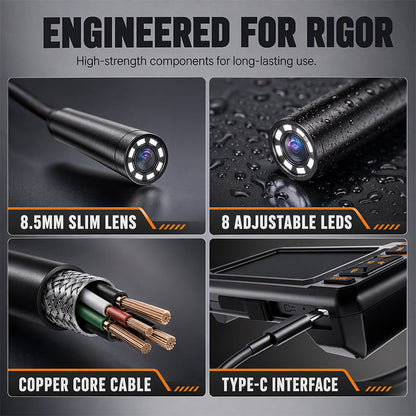 🔍 OFFRE LIMITÉE -50 % ! ⚡Endoscope d'inspection HD – Écran IPS, sonde étanche IP67 ✨