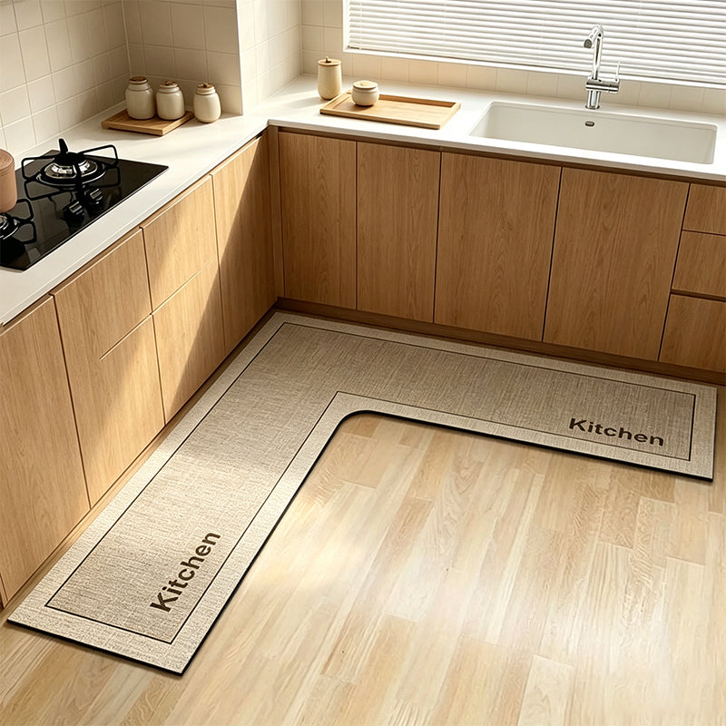 🎉50% DE RÉDUCTION ! 🧉💧 Tapis de Sol de Cuisine Antidérapant Séchage Rapide en L — Absorbe Eau & Huile, Ne Glisse Pas, Confort Optimal pendant la Cuisine. 🏠