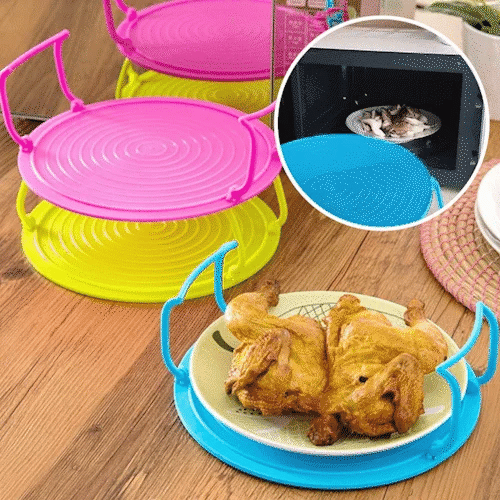 🎁 Deux achetés un offert 🍽️ Plateau Pliable 2-en-1 pour Micro-ondes – Réchauffe Deux Plats Ensemble | Poignées Cool-Touch | Silicone Alimentaire Sans BPA✨