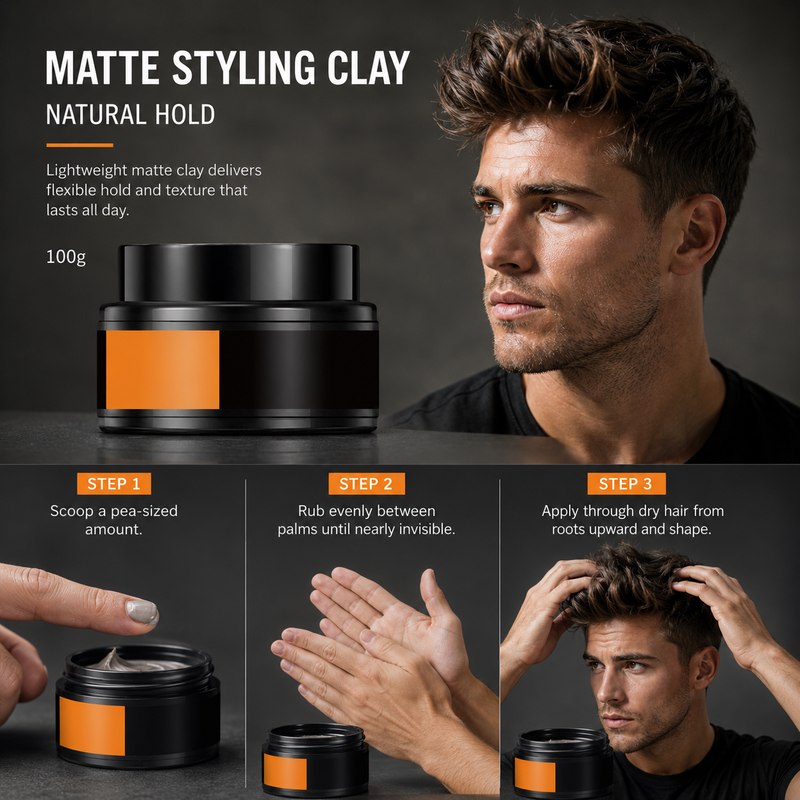 Pâte coiffante pour homme, fixation forte et texture légère