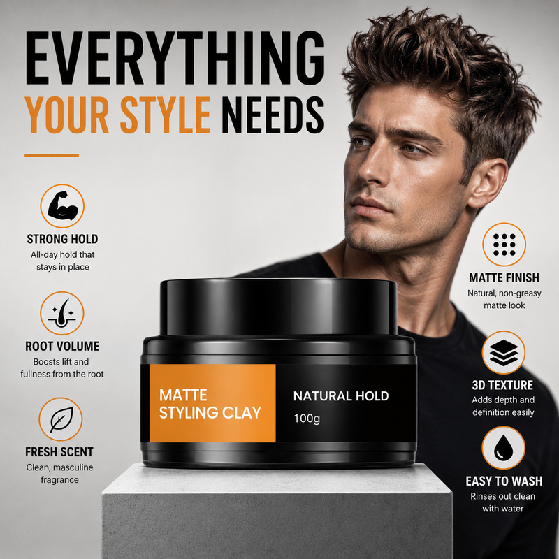 Pâte coiffante pour homme, fixation forte et texture légère
