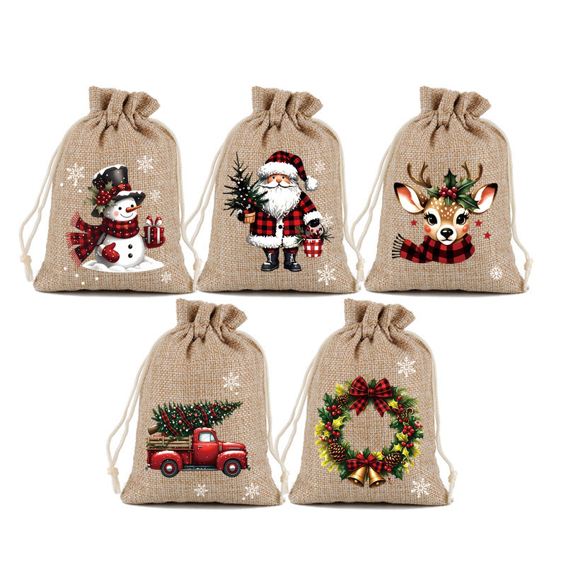 🎅🎁 -60% ! 🎄Sacs Cadeaux de Noël à Cordon – Imprimés Festifs & Tissu Durable pour Emballage Chic et Réutilisable.