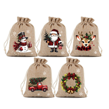 🎅🎁 -60% ! 🎄Sacs Cadeaux de Noël à Cordon – Imprimés Festifs & Tissu Durable pour Emballage Chic et Réutilisable.