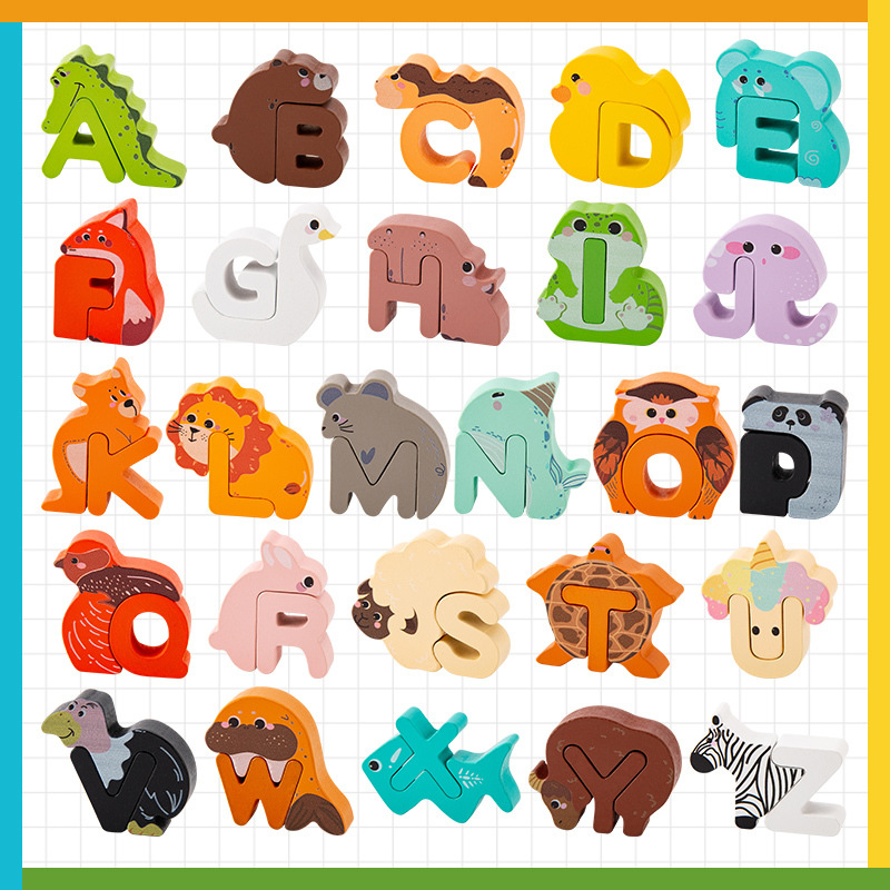 🧩 55 % DE RÉDUCTION EN CE MOMENT ! 🎨 Jouet d’association lettres et animaux en bois👶
