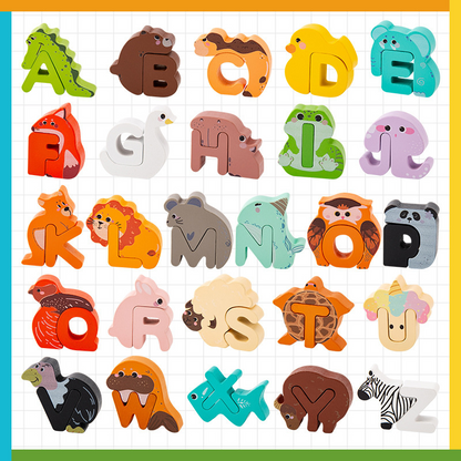 🧩 55 % DE RÉDUCTION EN CE MOMENT ! 🎨 Jouet d’association lettres et animaux en bois👶