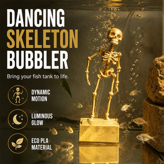 ⏳🔥50 % DE RÉDUCTION POUR UNE DURÉE LIMITÉE ! ⏰💧Bubbler pour aquarium « Squelette dansant »💀