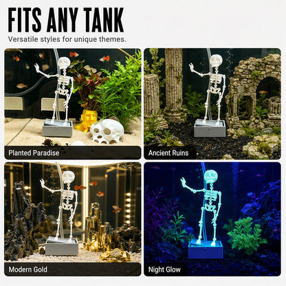 ⏳🔥50 % DE RÉDUCTION POUR UNE DURÉE LIMITÉE ! ⏰💧Bubbler pour aquarium « Squelette dansant »💀