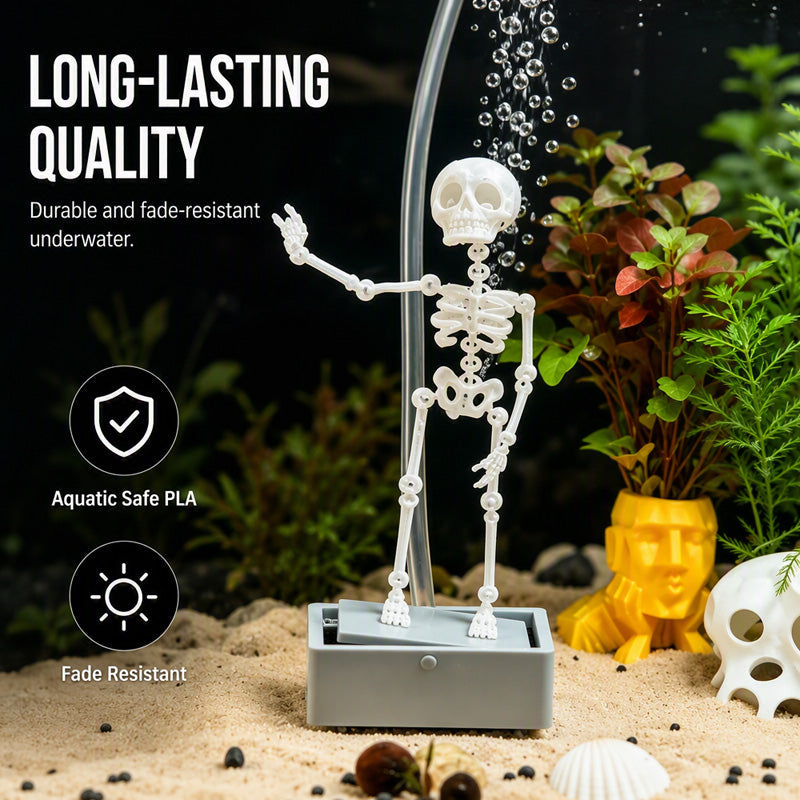 ⏳🔥50 % DE RÉDUCTION POUR UNE DURÉE LIMITÉE ! ⏰💧Bubbler pour aquarium « Squelette dansant »💀