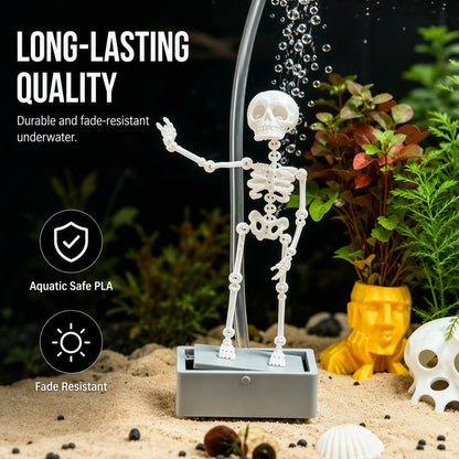 ⏳🔥50 % DE RÉDUCTION POUR UNE DURÉE LIMITÉE ! ⏰💧Bubbler pour aquarium « Squelette dansant »💀