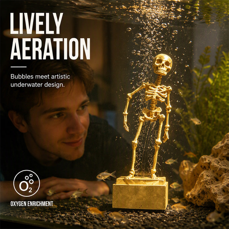 ⏳🔥50 % DE RÉDUCTION POUR UNE DURÉE LIMITÉE ! ⏰💧Bubbler pour aquarium « Squelette dansant »💀