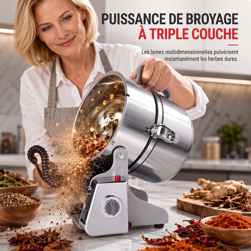 ☕⚡ Moulin électrique ultra-rapide à grande vitesse – Design ultra-fin, mouture fine et rapide, compact et puissant pour café, épices et céréales 🌿