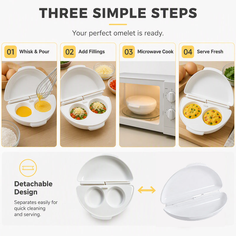 🎉Promotion phare 2026 — Plus de 14 200 exemplaires vendus !💞Appareil 2-en-1 pour omelettes et œufs au micro-ondes🍳