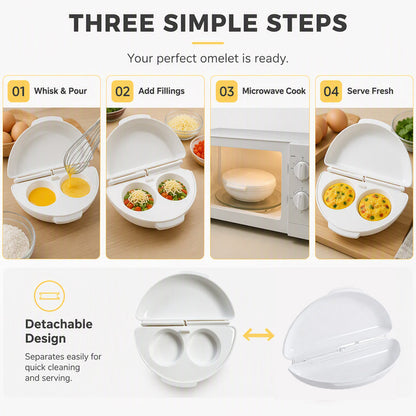 🎉Promotion phare 2026 — Plus de 14 200 exemplaires vendus !💞Appareil 2-en-1 pour omelettes et œufs au micro-ondes🍳