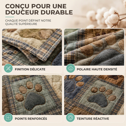 🐾 Couverture douce en flanelle avec empreintes de pattes | Chaude et douillette, mais légère 🤗 | Imprimé vif et durable ✨ | 2 couleurs et 7 tailles, de 70 × 100 à 160 × 220 cm 📏 | Parfaite pour le canapé, le lit et les voyages 🛋️